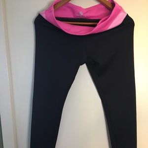 Velocity Leggings Size Large Black/Pink waist band Women's